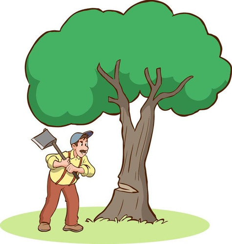 The man who cut the tree and the forest guard who warned him cartoon vector.jpg