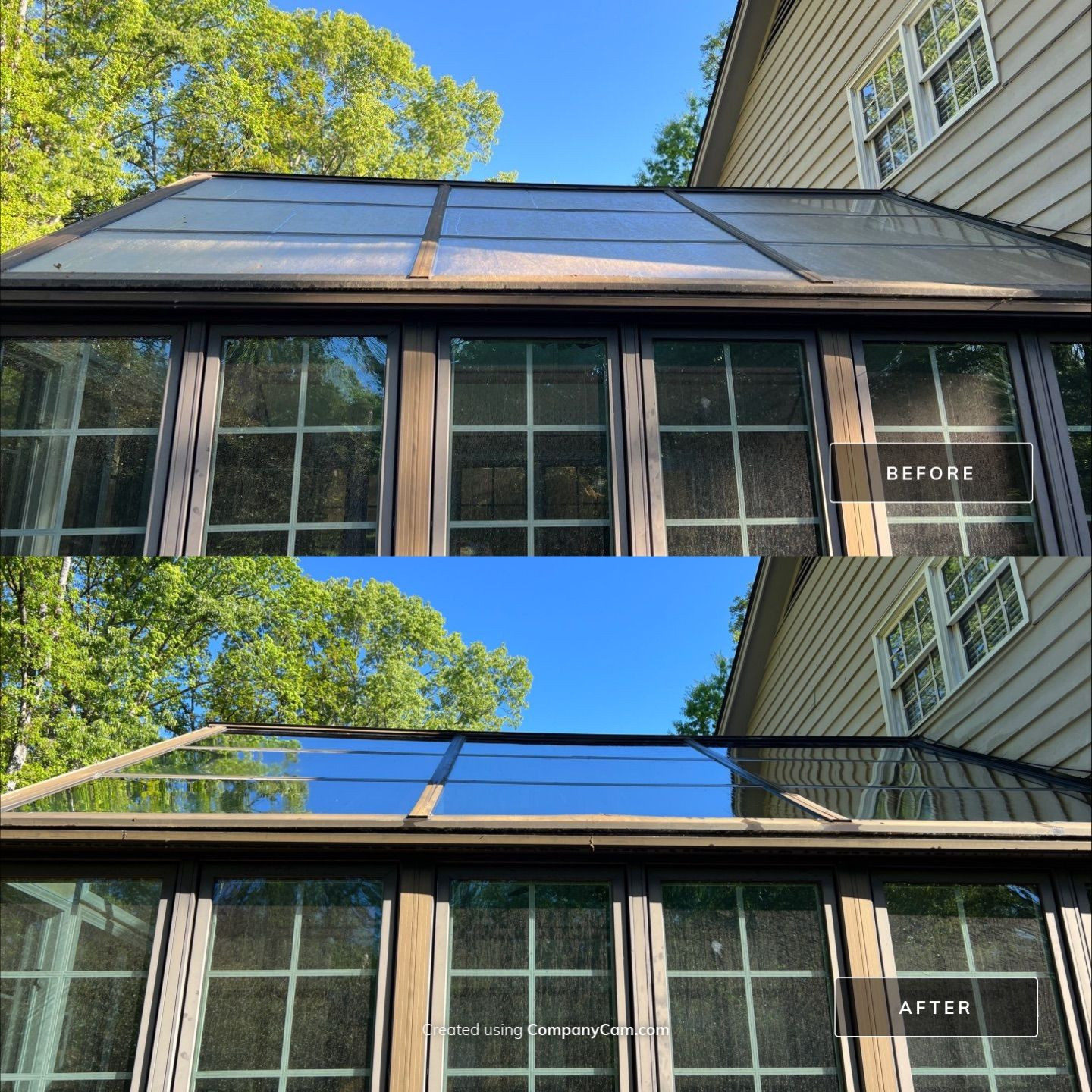 Sparkling clean windows on a home after professional window cleaning by Southern Exterior Cleaning in North Georgia