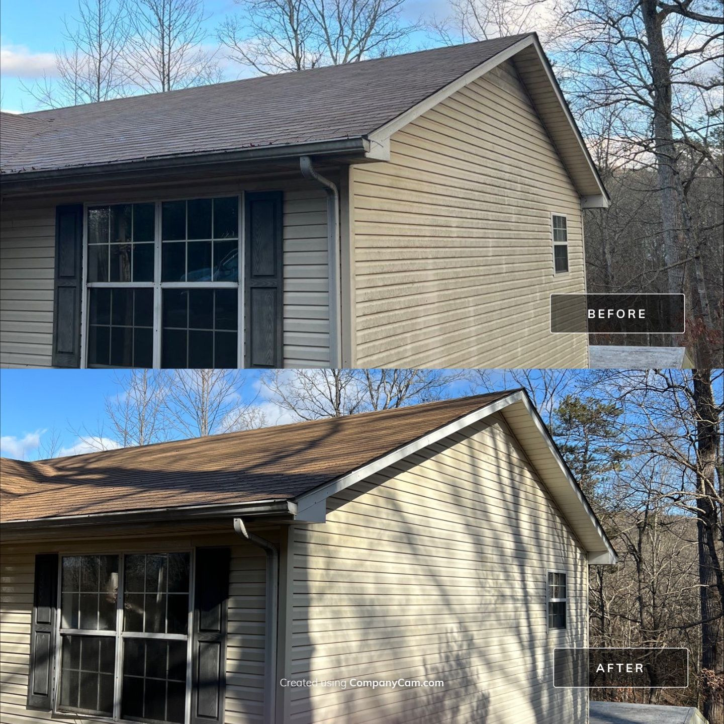 Roof and gutter cleaning results near Dahlonega GA mountain home