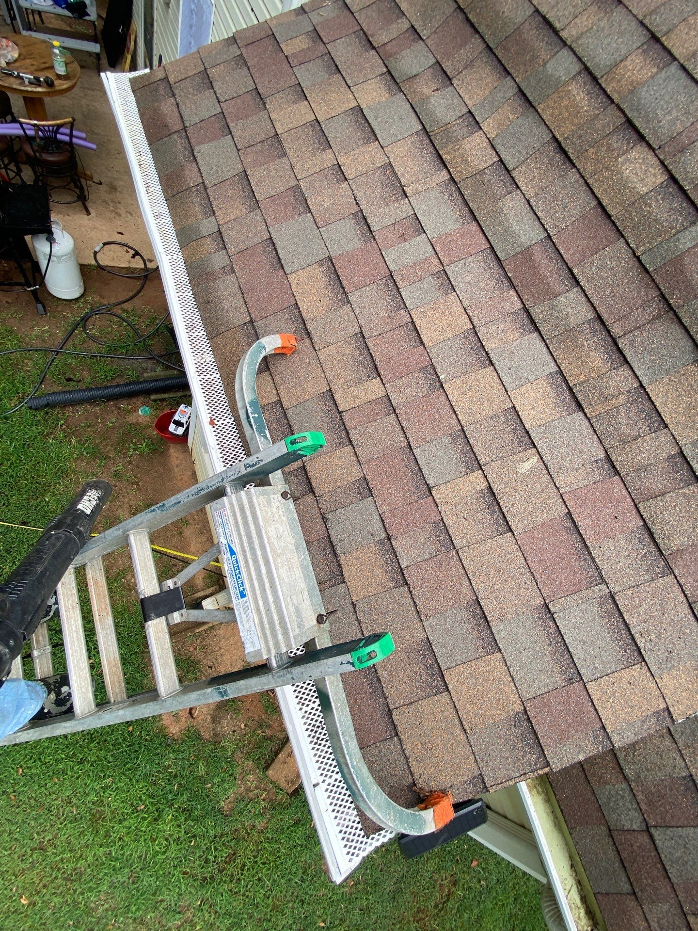 Gutter guards installed after full gutter system cleaning in North Georgia