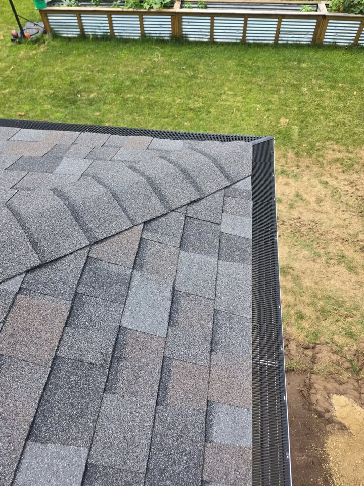 Raindrop gutter guard corner installation by Southern Exterior Cleaning in North Georgia