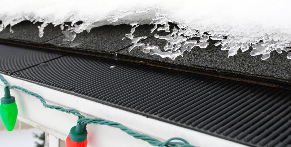 Raindrop gutter guard melting snow naturally without heat cables