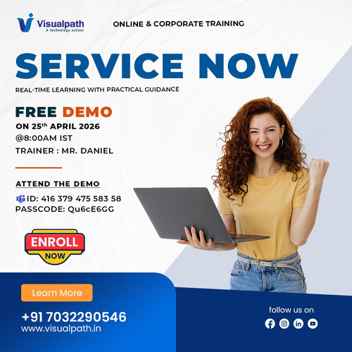 📢 Looking to build a strong career in ServiceNow?
Join the FREE Demo Session by Visualpath and understand how real-time training works.
📅 Date: 25th April 2026  | ⏰ Time: 8:00 AM IST
🔗 Join Now: https://bit.ly/3Qm9Grw
🆔 Meeting ID: 416 379 475 583 58 | 🔐 Passcode: Qu6cE6GG
👨‍🏫 Trainer: Mr. Daniel
💡 Why Join?
✔ Practical Learning Approach
✔ Real-Time Scenarios
✔ Expert Trainer Guidance
✔ Career-Oriented Training
🎯 Seats are limited. Reserve your spot today!
📞 +91 7032290546
📲WhatsApp: https://wa.me/c/917032290546
🌐Visit: https://www.visualpath.in/servicenow-online-training.html