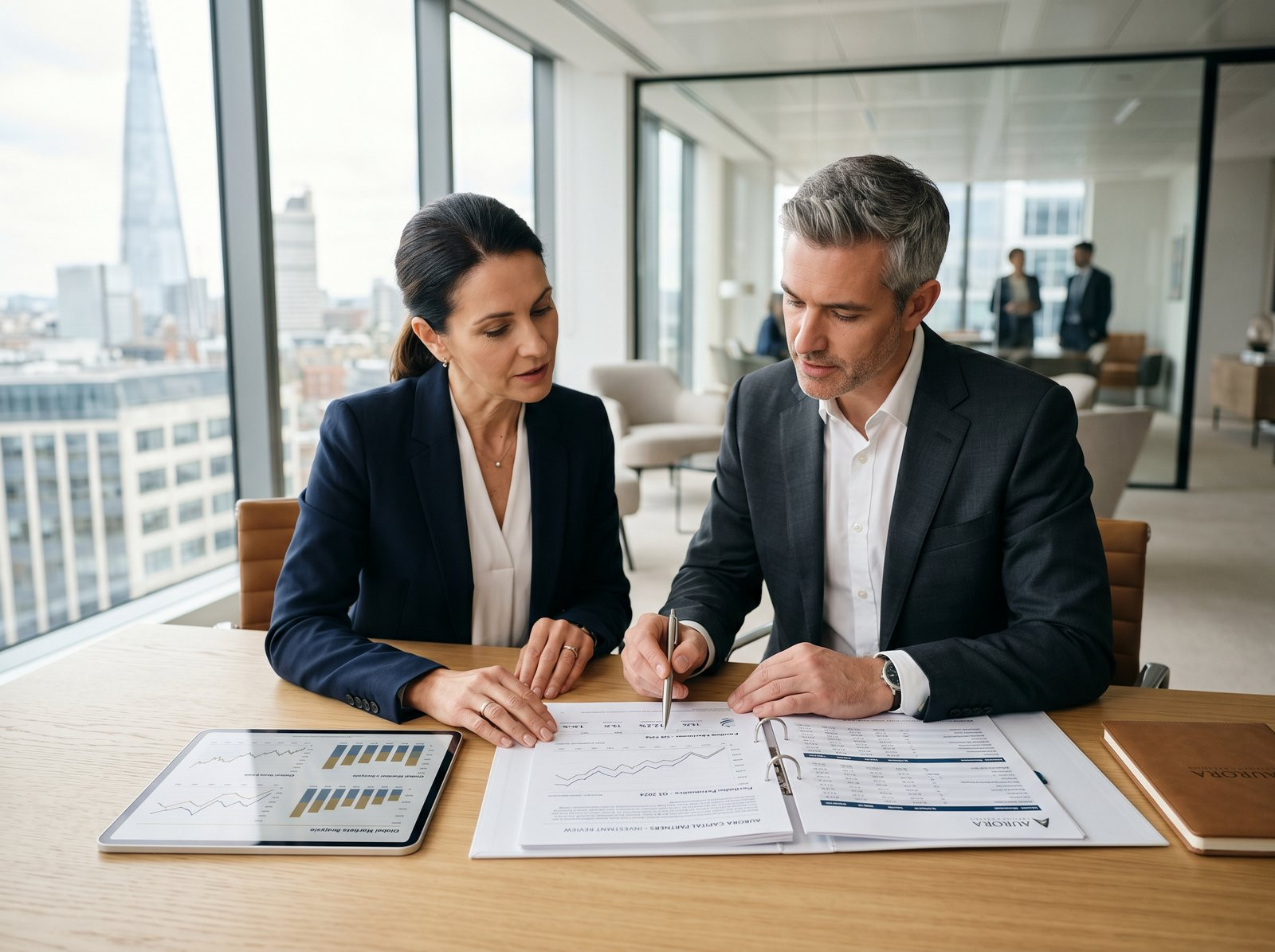 Business professionals reviewing financials