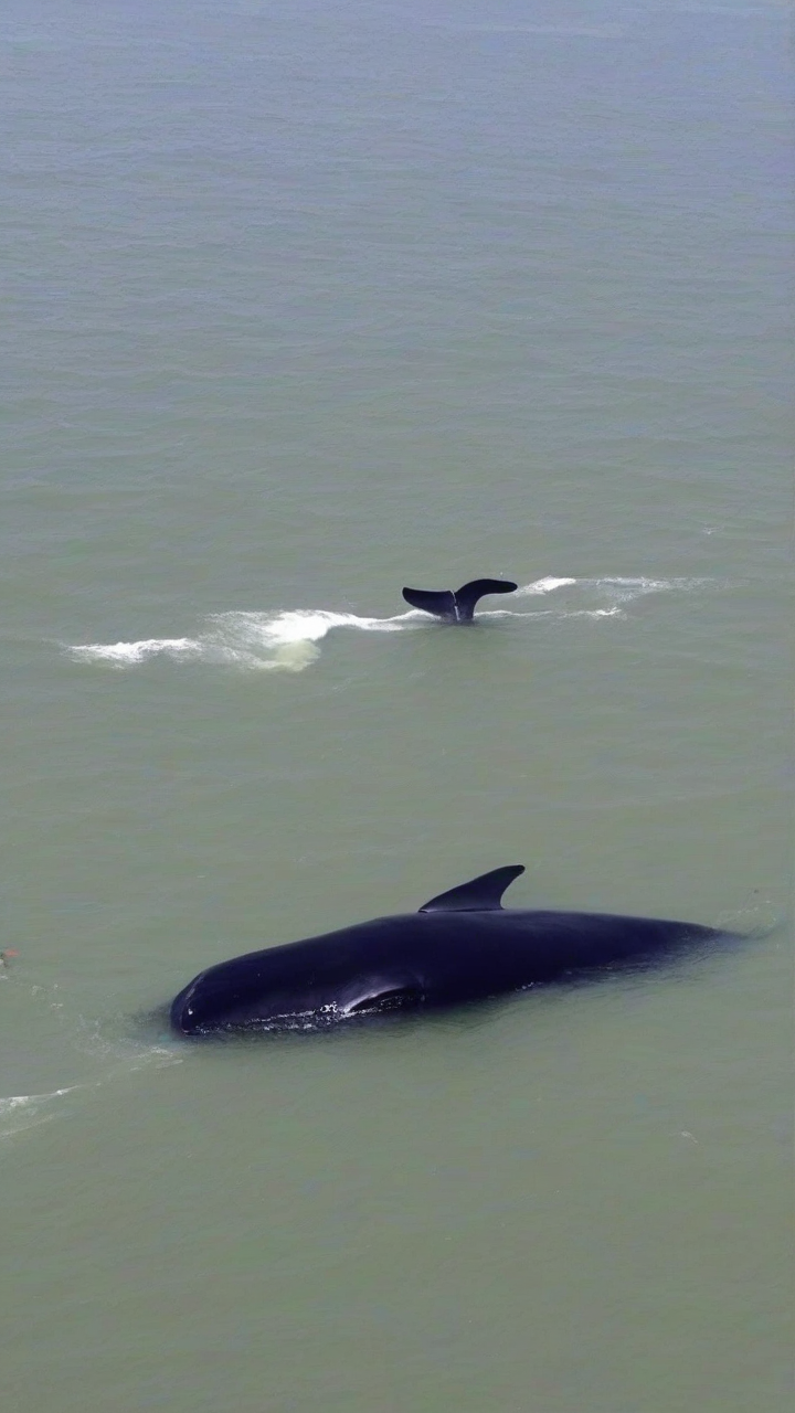 Whale stranded on German coast swims off, gets stuck again