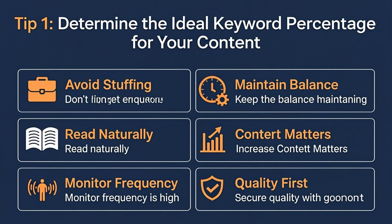 list visual: Tip 1: Determine the Ideal Keyword Percentage for Your Content