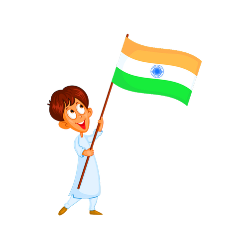 Young Boy Holding Indian National Flag.png