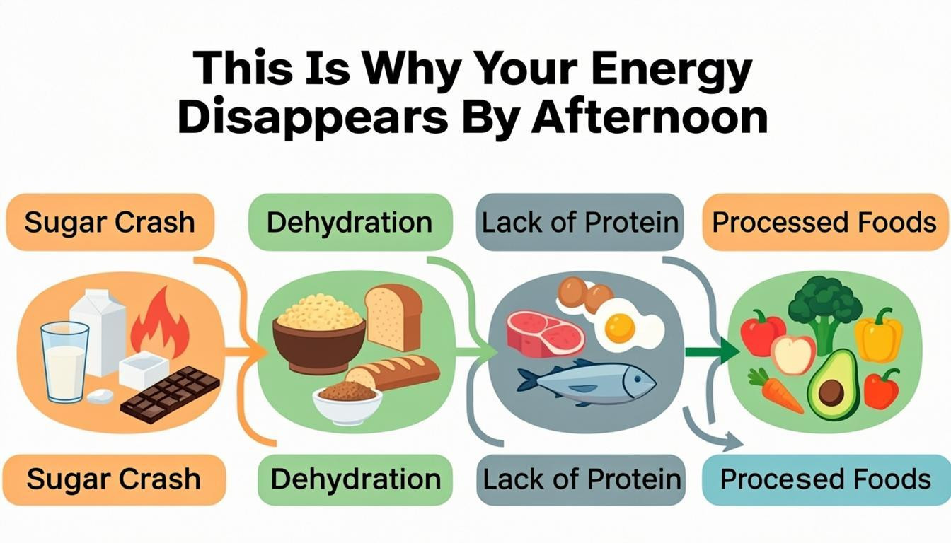 concept visual: This Is Why Your Energy Disappears By Afternoon: Dietary Factors