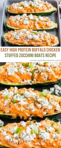 High Protein Buffalo Chicken Stuffed Zucchini Boats.2