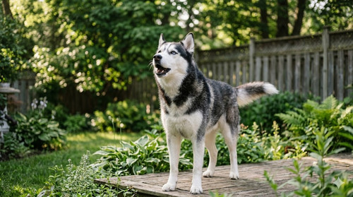 Husky howling in a back yard.jpg