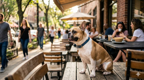 dog on an outdoor table at a cafe.jpg