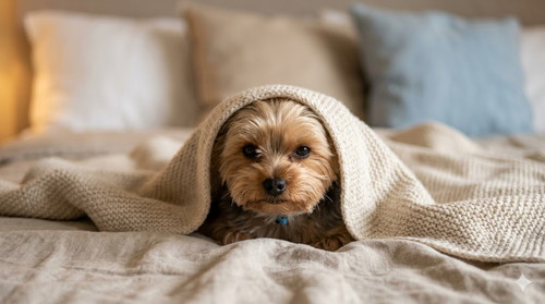 furry dog under a blanket.jpg