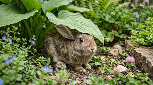 Rabbit under a hosta plant.jpg