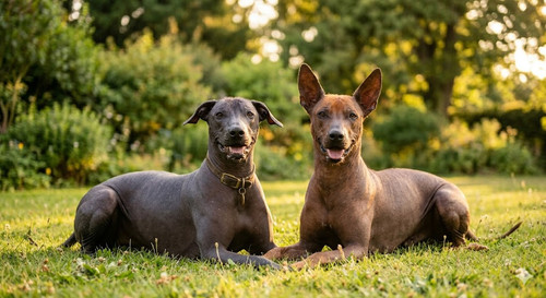 Two hairless Xolos sitting in the grass.jpg