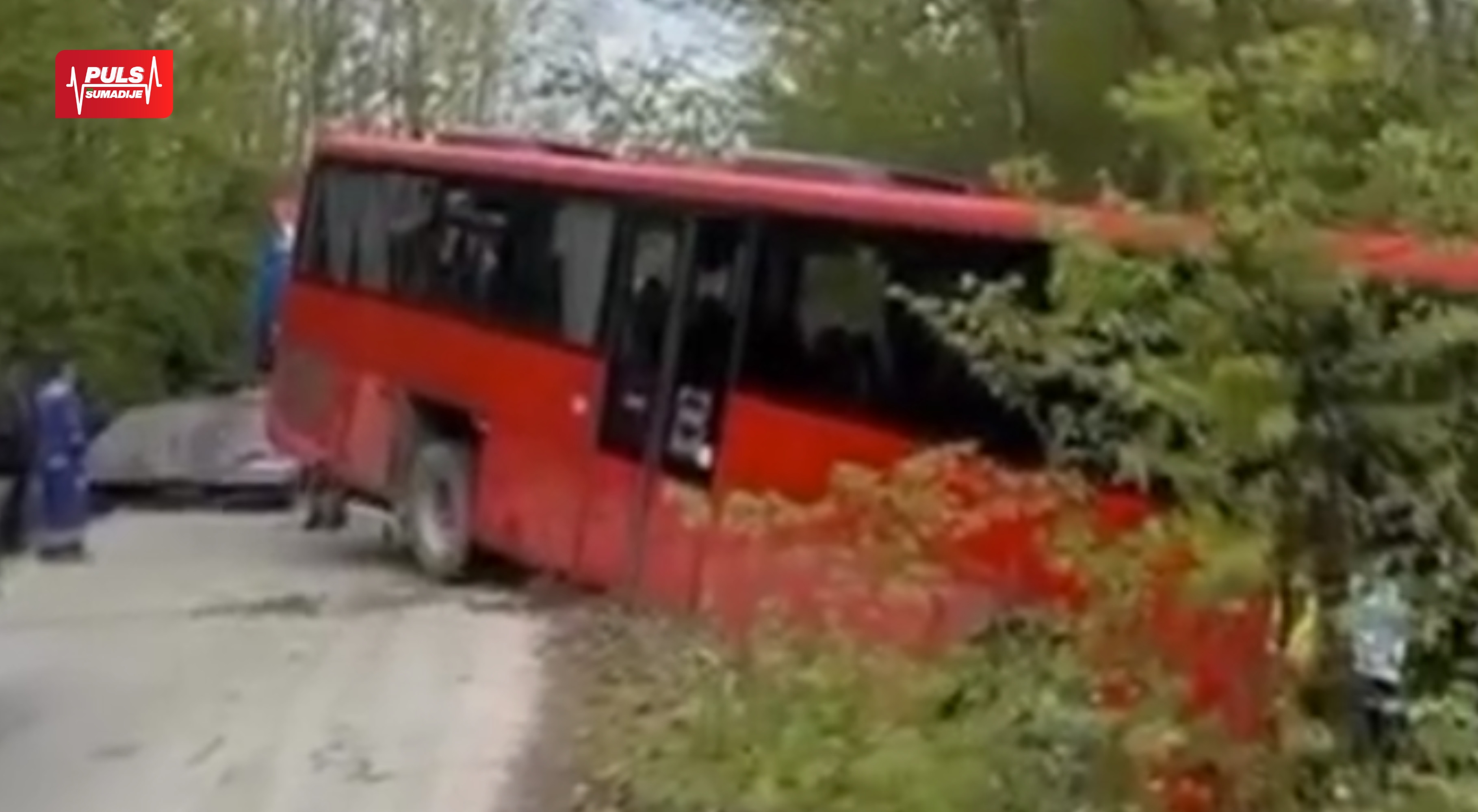 Nepalac sleteo autobusom sa puta: Autobus završio u jarku, nema teže povređenih (VIDEO)