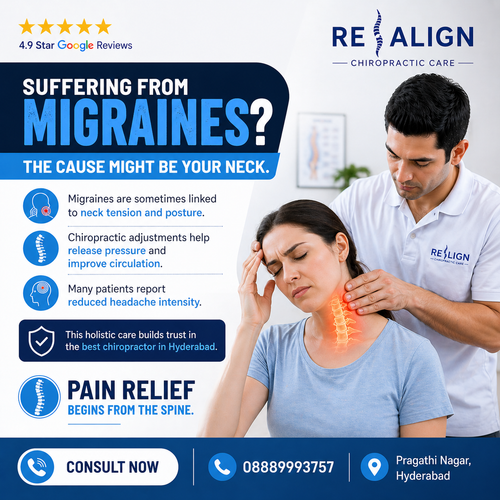 Migraines can sometimes be caused by neck tension and posture issues.