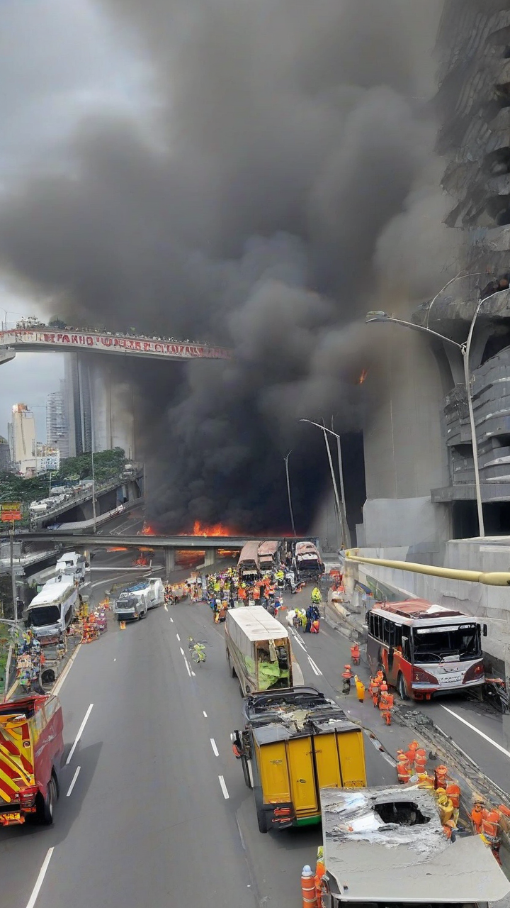 DPWH orders bus firm to pay for EDSA-Ortigas flyover fire damage