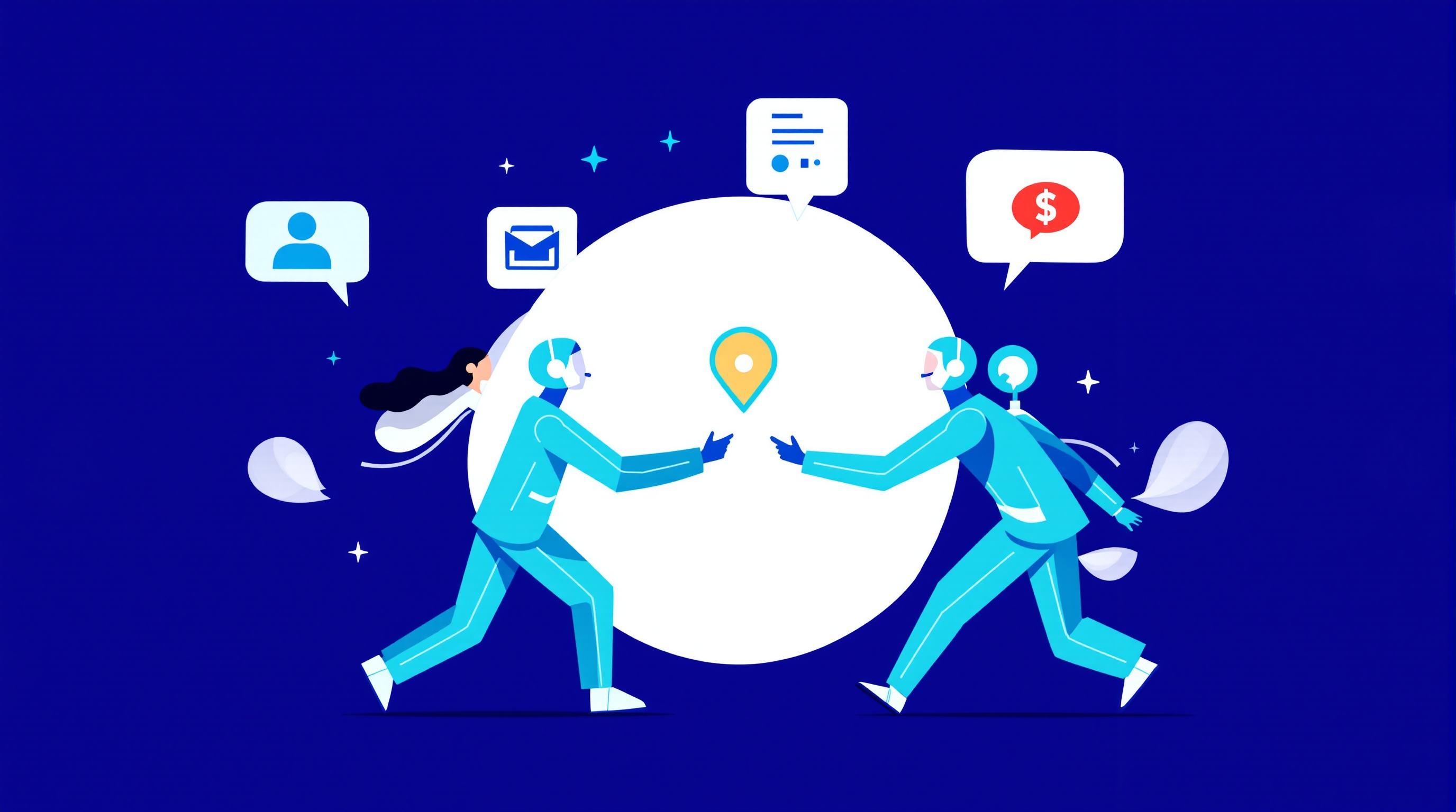 Quatre sous-agents vocaux IA spécialisés collaborant en relais