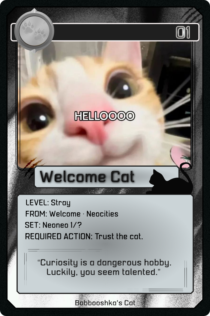 Welcome Cat — Clue Card #01