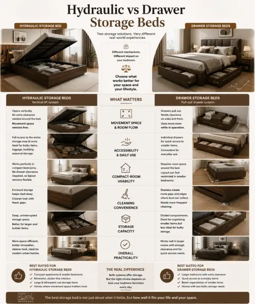 hydraulic vs drawer storage bed comparison.webp