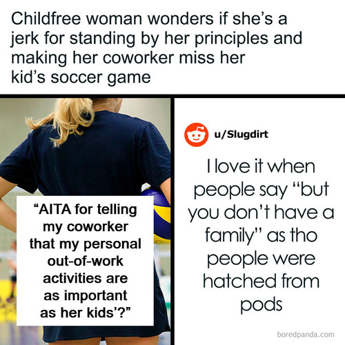 childfree woman refuses cover coworkers shift giving up personal activity.jpg