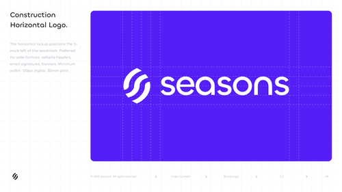 Seasons v2 Construction Horizontal Logo — Grid + Min-Size Specs (Brand Guidelines).png