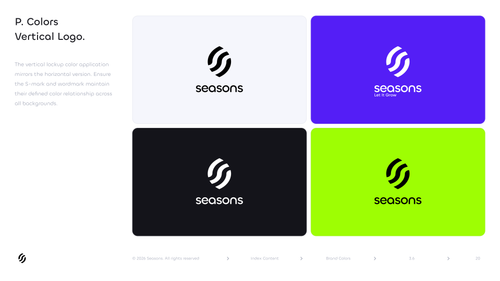Seasons v2 Primary Colors Vertical Logo — Mirror Rule + Selective Tagline (Brand Guidelines).png