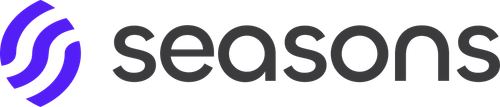 Seasons v2 Horizontal Logo Lockup — Dark+Color Variant (Purple Mark + Dark Wordmark, SVG).png