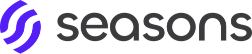 Seasons v2 Horizontal Logo Lockup — Dark+Color Variant (Purple Mark + Dark Wordmark, SVG).png