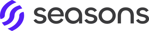 Seasons v2 Horizontal Logo Lockup — Dark+Color Variant (Purple Mark + Dark Wordmark, SVG).png