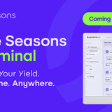 The Seasons Terminal — Product Teaser ("Coming Soon!") with Dashboard Mockup