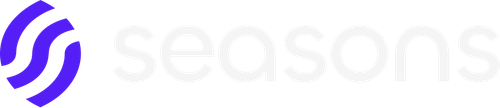 Seasons v2 Horizontal Logo Lockup — White+Color Variant (Purple Mark + White Wordmark, 468×101 SVG).png