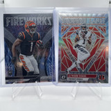 2021 Panini Prizm Ja'Marr Chase Fireworks Prizm Rookie SP + 2023 Optic Diamond (1)