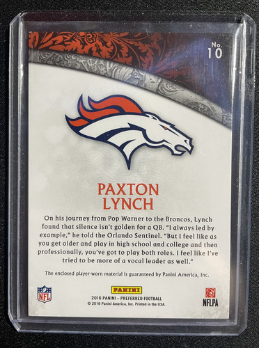2016 Panini Crown Royale Paxton Lynch Rookie Silhouettes Patch #10 (2).1
