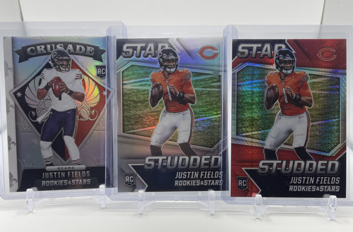 2021 Panini Rookies & Stars Justin Fields Silver & Red Prizm Rookie Set (x3) (1).1
