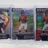 2021 Panini Rookies &amp; Stars Justin Fields Silver &amp; Red Prizm Rookie Set (x3) (1)