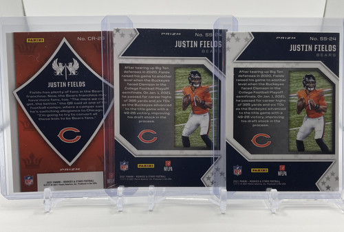 2021 Panini Rookies & Stars Justin Fields Silver & Red Prizm Rookie Set (x3) (2).1