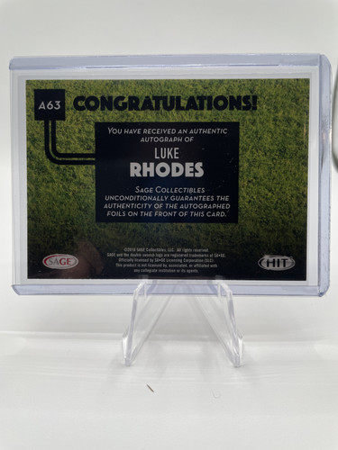 2016 Sage Hit Luke Rhodes Rookie Auto #A63 (2).1