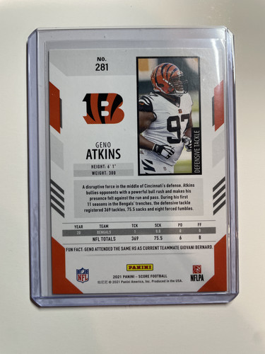 2021 Panini Score Geno Atkins Red Foil 460 #281 (2).1