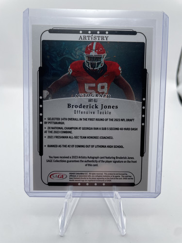 2023 Sage Artistry Broderick Jones Black Border Rookie Auto #ART BJ (2).1