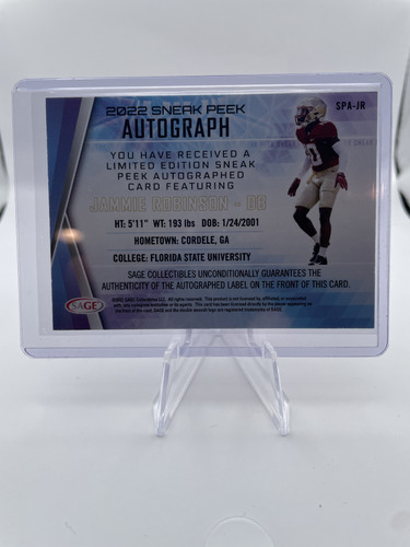2022 Sage Hit Jammie Robinson Rookie Sneak Peek Auto Red SP (2).1
