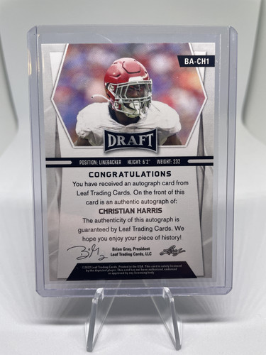 2022 Leaf Draft Christian Harris Yellow Rookie Auto (2).1