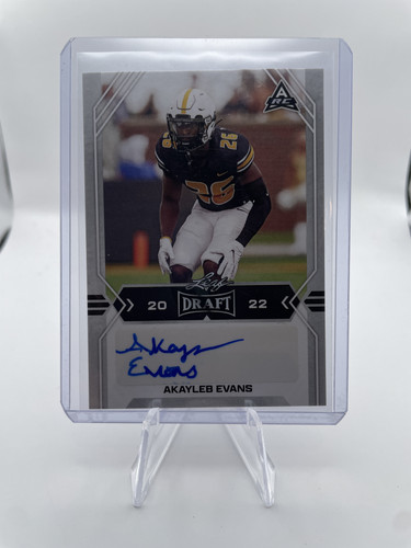 2022 Leaf Draft Akayleb Evans Grey Foil Rookie Auto #BA AE1 (1).1