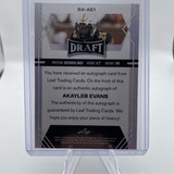2022 Leaf Draft Akayleb Evans Grey Foil Rookie Auto #BA AE1 (2)