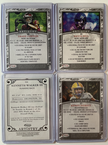 2022 Sage Artistry Canvas Drake London + Kenneth Walker +Kenny Pickett Rookie SP (2).1