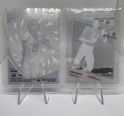 2023 Panini Clear Vision Aaron Rodgers + Donruss Clearly Joe Namath Jets Set (3).1
