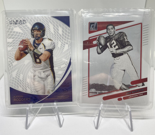 2023 Panini Clear Vision Aaron Rodgers + Donruss Clearly Joe Namath Jets Set (2).1