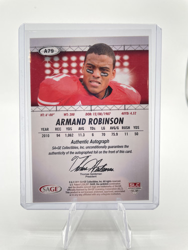 2011 Sage Hit Armand Robinson Rookie Auto #A79 (2).1