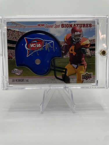 2010 Upper Deck NCAA Sweet Spot Joe McKnight Blue Rookie Helmet Auto 50 USC (1).1