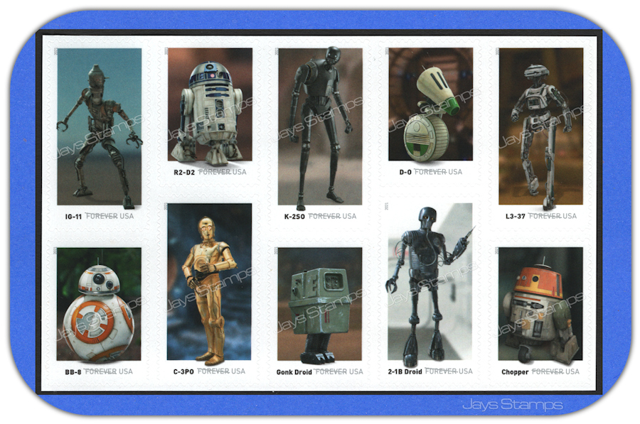 2021&nbsp; STAR WARS DROIDS&nbsp; Block of 10&nbsp; attached&nbsp; Genuine USPS&nbsp; Forever®&nbsp; Stamps&nbsp;